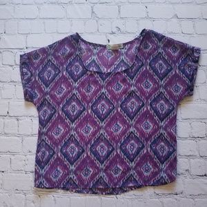 Crimson & Clover Sheer Purple Crop Top Sz Med